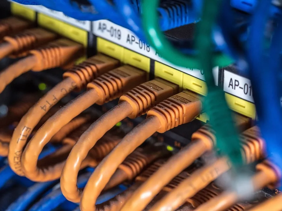 Cables de red conectados a un switch